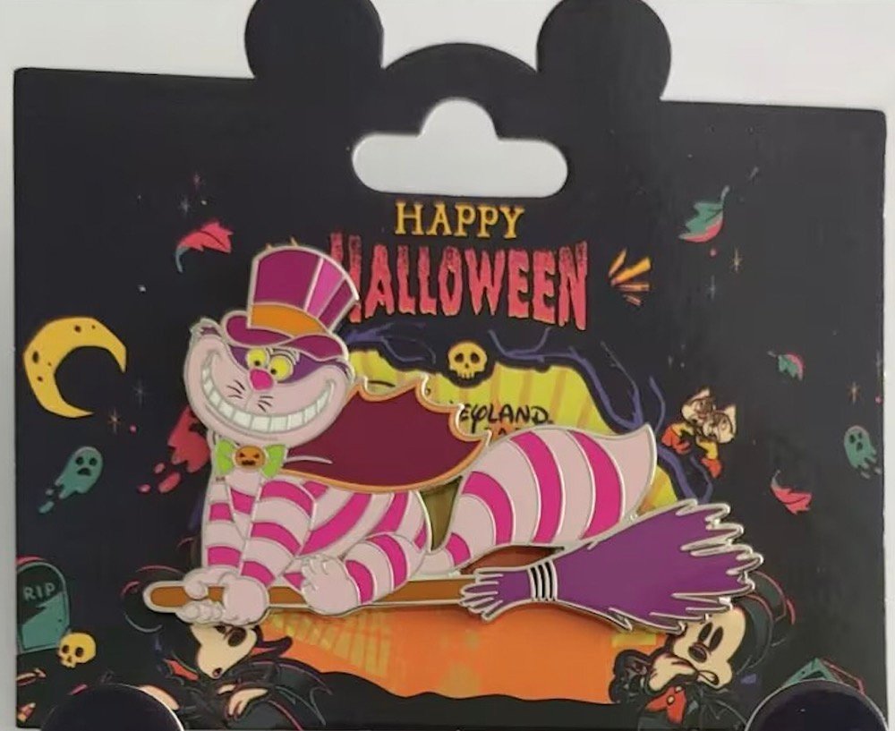 Disneyland Paris 2023 Halloween Cheshire Cat broom pin- WDI 165